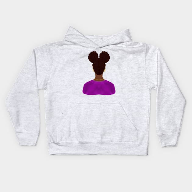 Afro Puffs (Gray Background) Kids Hoodie by Art By LM Designs 